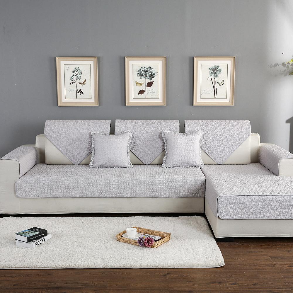 Modern Simple Fabric Sofa Cushion European Cotton Embroidery Four Seasons Universal Sofa Towel Slipcover Non-Slip Cushion