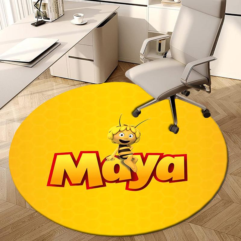 1pc Maya the Bee Round Carpet, Made of Polyester,Perfect for Decorating Office Chairs, Living Rooms,Vibrant Decorative Rug