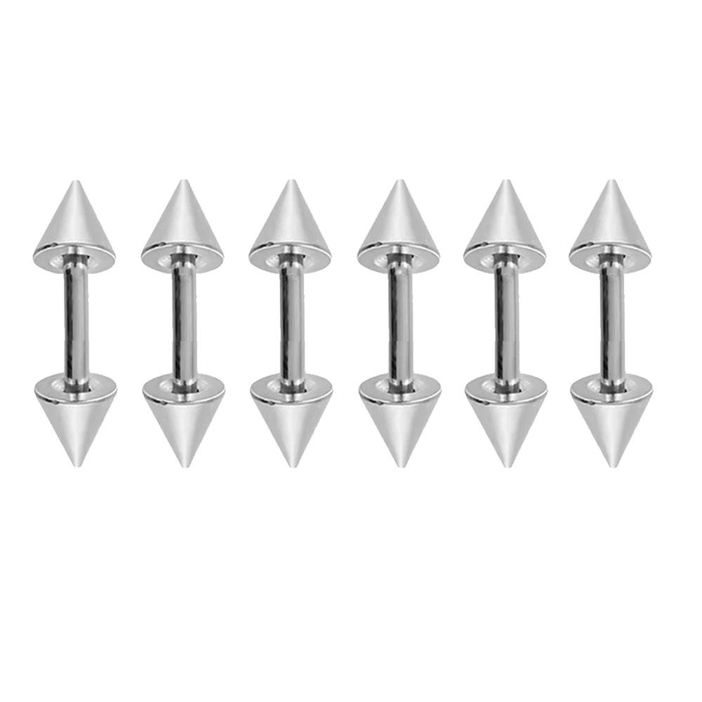 6PCS/Set 16G Stainless Steel Stud Earring 3/4/5mm Ball & Cone Screws Earrings Ear Bone Nail Piercing Body Jewelry
