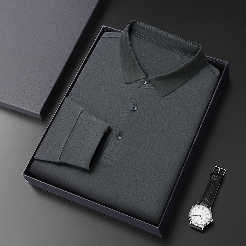 

Мужская роскошная кашемировая футболка-поло с длинным рукавом, новый осенний стиль из мериносовой шерсти, приятный к коже отложной воротник для верхней одежды. XXXL