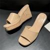 Eilyken Summer Concise Square Toe Platform Wedge Heels Slippers Woman Female Sandals Slide Shoes Zapatos De Mujer