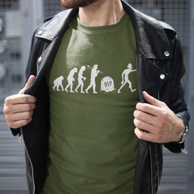 Evolution of The Zombie T Shirt From Ape Through Prehistoric Man To Gravestone and Zombie Rising Graphic T Shirts Cotton Tees