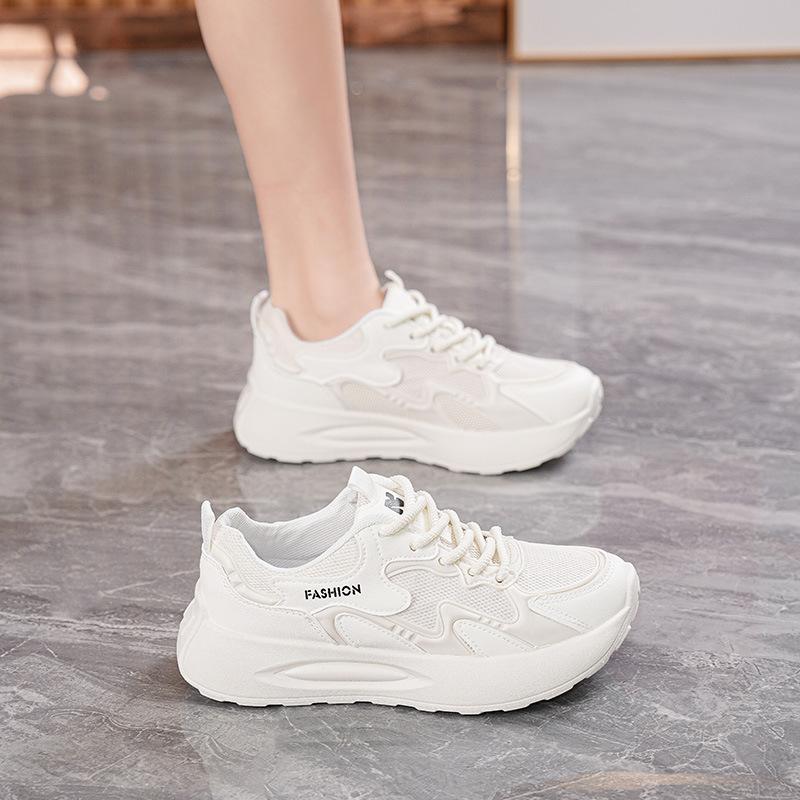 Summer Women's Shoes New Breathable Mesh Sports Shoes Children's Versatile Thick-soled Casual Soft-soled Running Dad Shoes