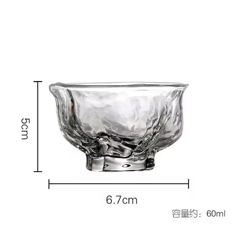 2Pcs/Lot Japanese Hammer Pattern 60ml Small Capacity Glass Tea Cup Tea Appreciateing Cup Kung Fu Tea Accessories Crystal Tea Cup