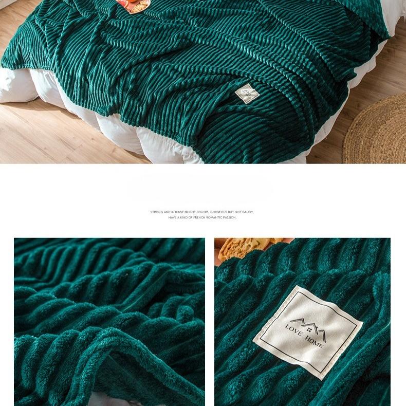 Striped Blanket Milk Velvet Blanket Warm Blanket Nap Blanket Sofa Blanket Coral Flannel Air Conditioning Blanket Super Soft Blanket
