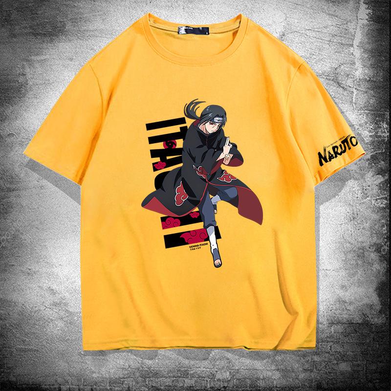 Naruto surrounding ferret god anime print cotton short-sleeved T-shirt men's summer loose shoulder half-sleeved top