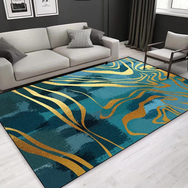 

Сучасний абстрактний килим для вітальні Nordic Золотий Декор Будинок Tapis Нековзкі Миються Килими для Спальні Ins Підлоговий килимок 80*160cm