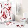 Halloween Blood Handprint Horror Bathroom Shower Curtain Four-Piece 3D Thriller Toilet Three-Piece Floor Mat Carpet