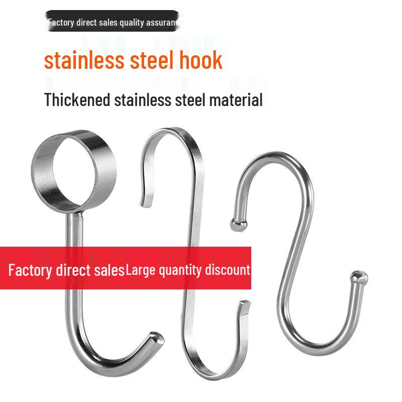 Thickened Stainless Steel S-Shaped Kitchen Hanging Hook Set (Large, Medium, Small)