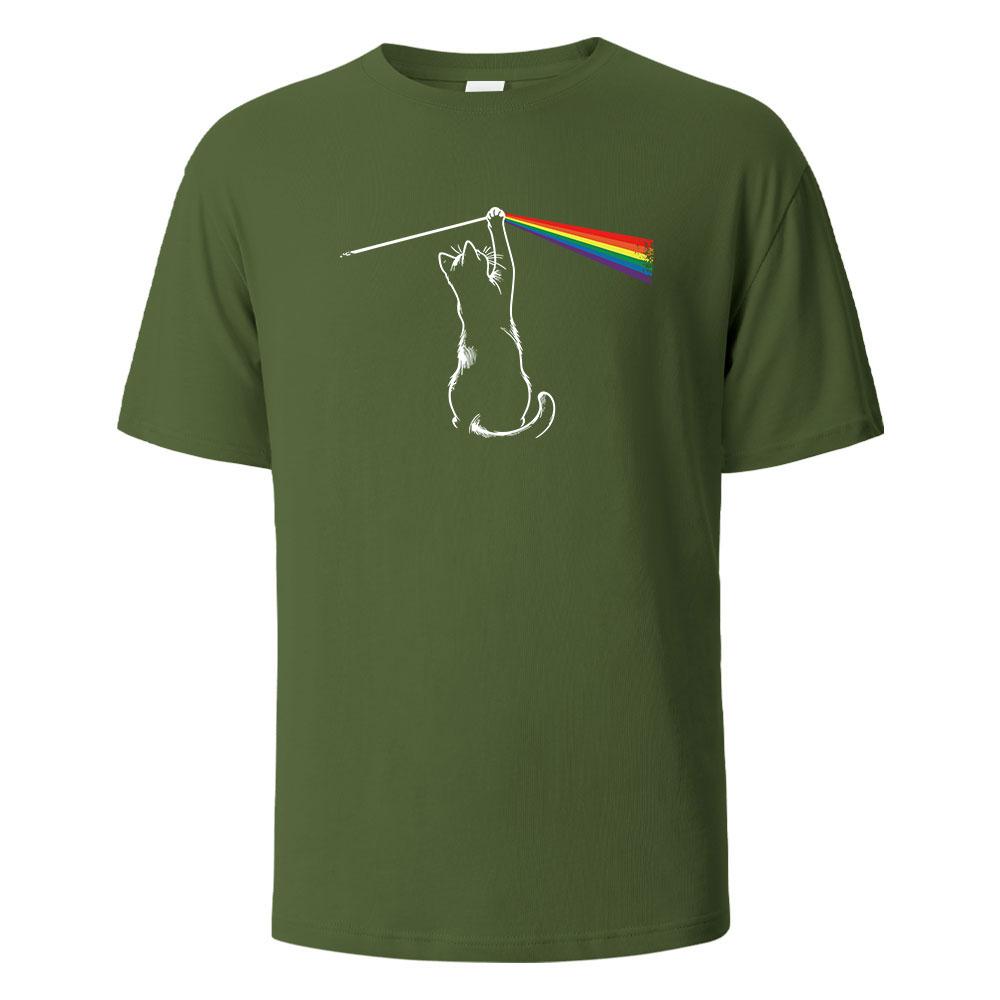 Cat Light Simplicity Printed Mens TShirts 100Cotton Breathable Comfortable Tops For Men Summer Oneck Oversize Men Clothing