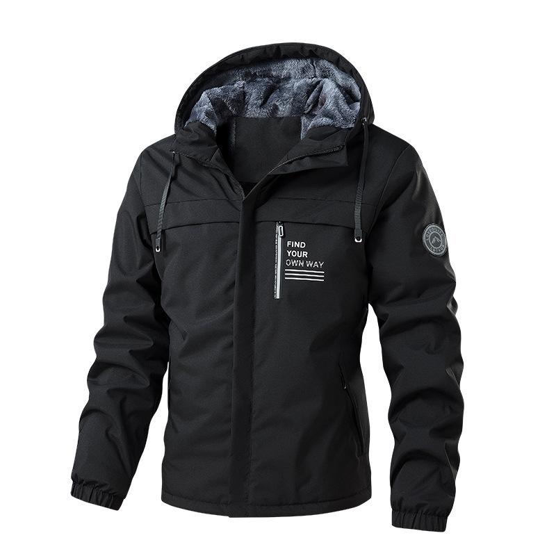 Trendy Men's and Couples' Hooded Cotton Jacket - Warm, Velvet-Lined, Thickened for Autumn & Winter
