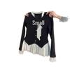 Korean Style Polka Dot V-Neck Ruffle Long Sleeve Tie-Up T-Shirt for Women - Autumn/Winter Two-Piece Look