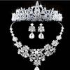 Luxury Fashion Necklaces Earrings Tiara Rhinestone Crystal Pearl Wedding Bride Party Wholesale Bridal Jewelry Sets