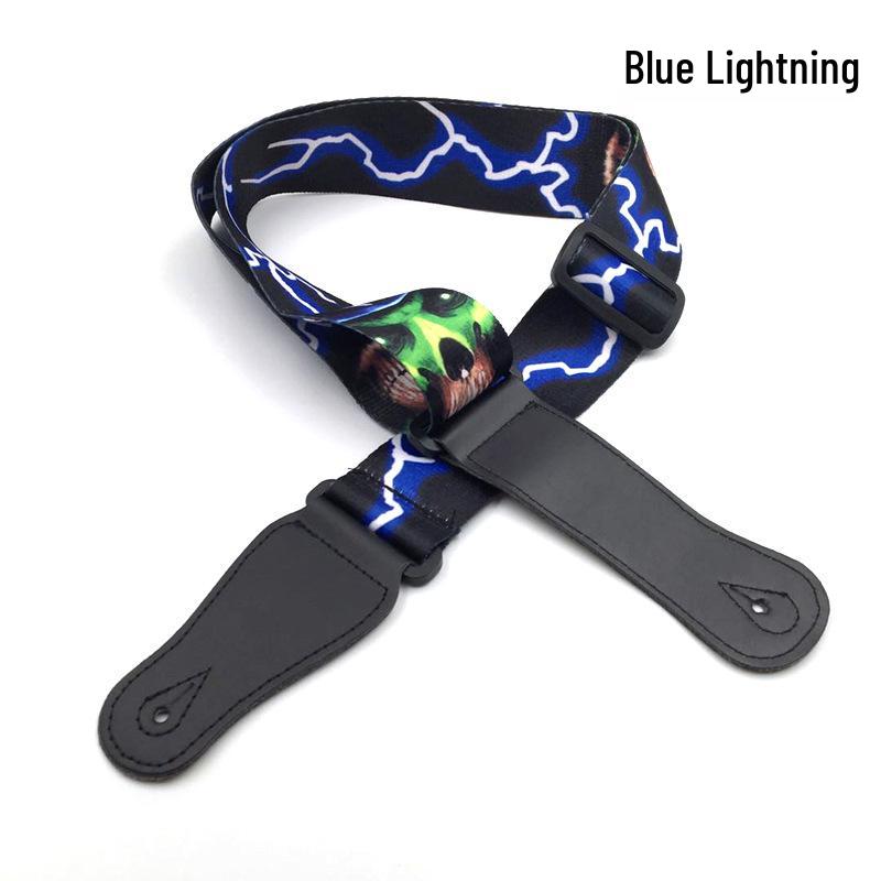 Ethnic Style Polyester Guitar Strap - Folk Classical Design, Widened Shoulder for Electric and Bass Guitars.