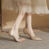 Sheepskin version~ satin wedding shoes shallow mouth high heels women's 2025 new spring and autumn fine heel pointed single shoes women
