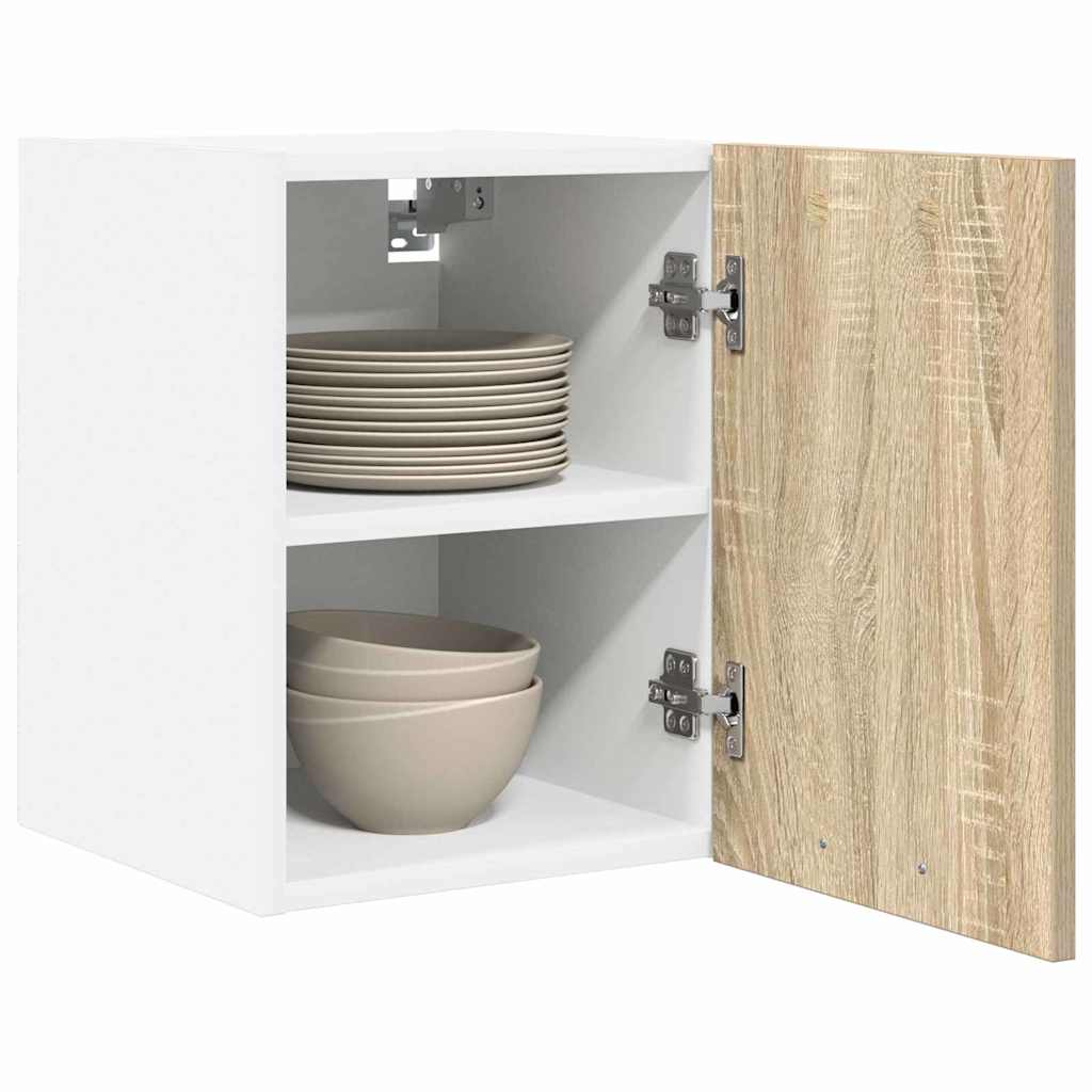 Riga Wall Mounted Cabinet Set of 2 Sonoma Oak & White 30 X 31 X 40 Cm