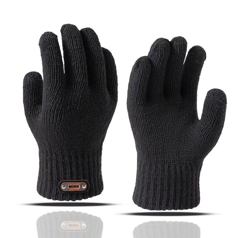 Men's gloves winter thickened warm plush wool winter cold cycling autumn and winter knitted new models