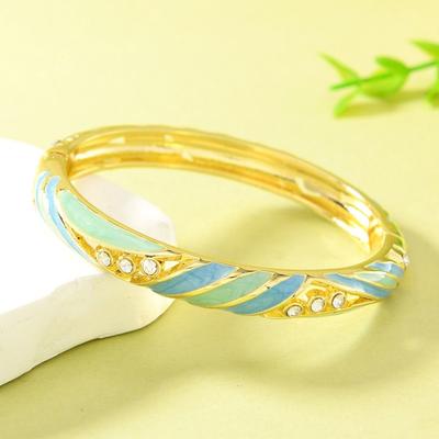 Bohemian Enamel Vintage Cloisonne Bangle Lines Shape Chinese Chinese Crystal Bangle Vintage Ethnic Women's Hand Bracelet Ladies
