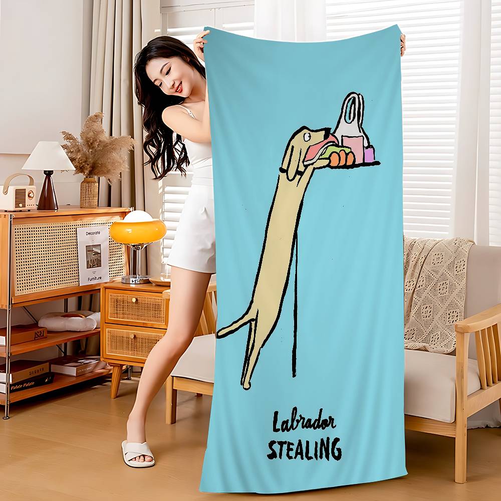

French Illustrator J-Jean Art Jullien Microfiber Blanket Quick Drying Beach Towels Oversized Printing Super Absorbent Pool W40*H60(CM)
