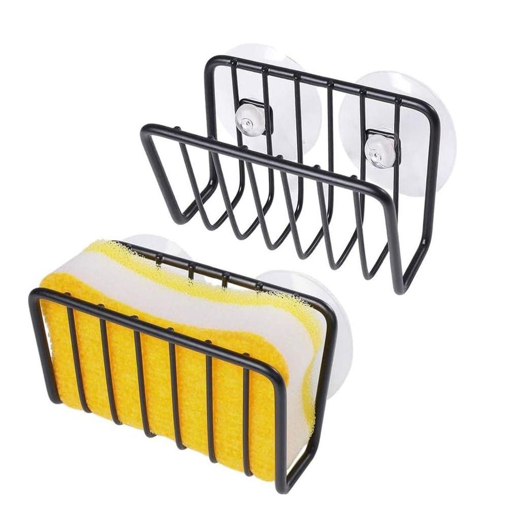 Wall-Mounted Sponge Holder No-Drill Sink Sponge Rack Drain Storage Shelf Household