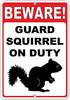 Beware Guard Squirrel On Duty Funny Quote Metal Tin Signaluminum Sign