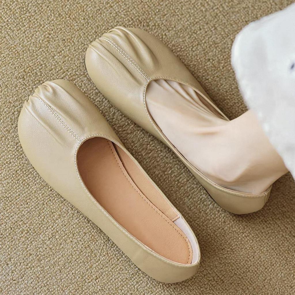 Women's 2025 Genuine Leather Vintage Slip-On Flats - Soft Sole Versatile Spring Shoes