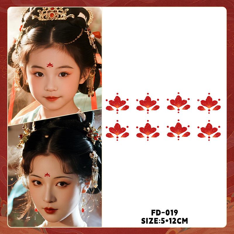 Ancient Style Dunhuang Glitter Face and Forehead Tattoo Stickers for Hanfu Costumes