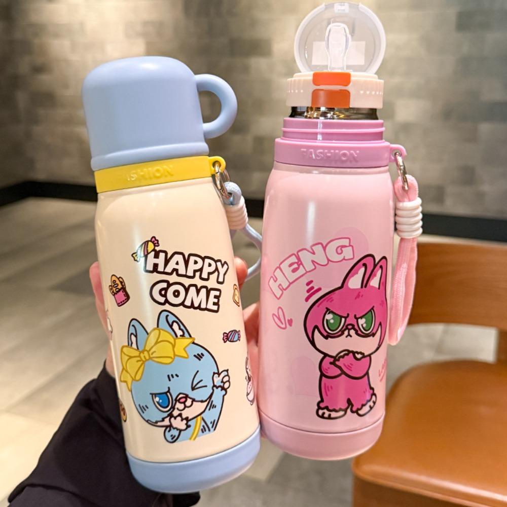 316 Stainless Steel Thermos Cup Cartoon Bouncing Cup Student Portable Cute Rope Water Cup