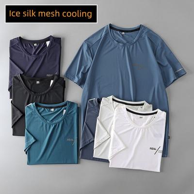 Export T-Shirt Men's Short-Sleeved Summer Ice Silk Mesh Thin Quick-Drying Export Original Tail Order Men T-shirt Top