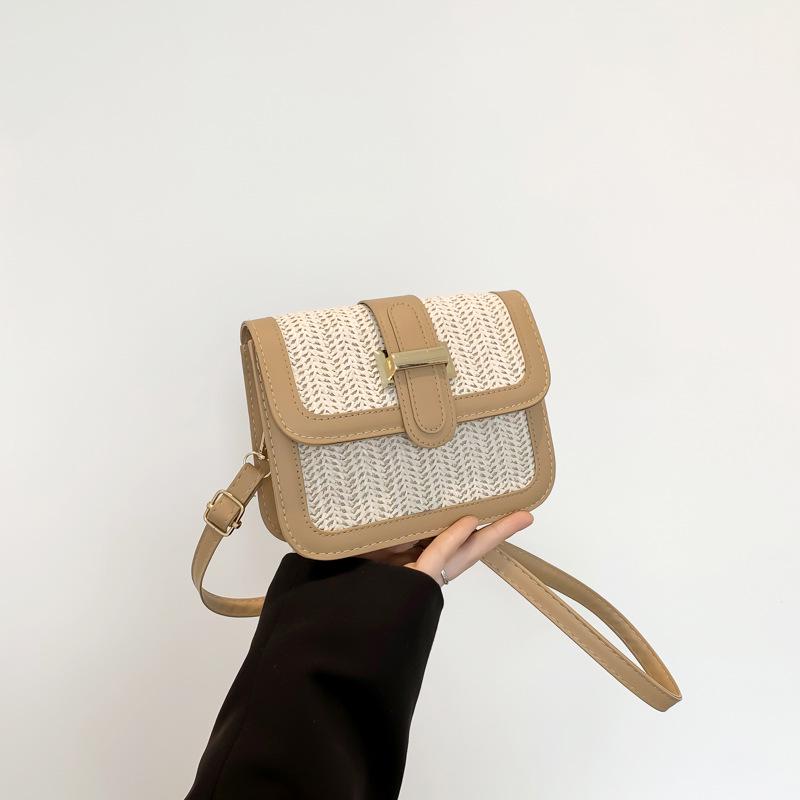 2024 Spring/Summer Women's Knitted Colorblock Straw Handbag – Mori Style