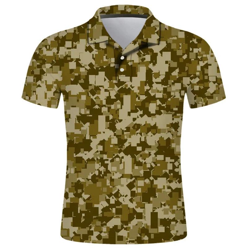 Casual Camo 3D Printed Polo Shirts For Men Clothes Veteran Streetwear Sport Running POLO Shirt Male Camouflage Lapel Button Tops