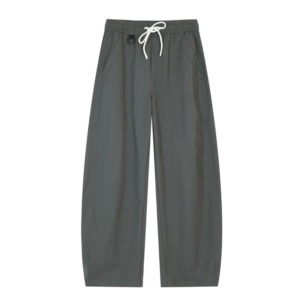 Minger | American retro trendy brand loose wide-leg scimitar pants men's solid color splicing design sports casual pants