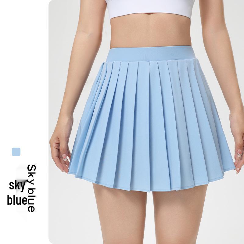 Pleated High Waist Yoga Skirt with Built-in Shorts & Pockets