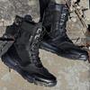 Unisex Breathable Summer Combat Boots - Lightweight, High-Top, Tactical, Side Zipper for Outdoor Use