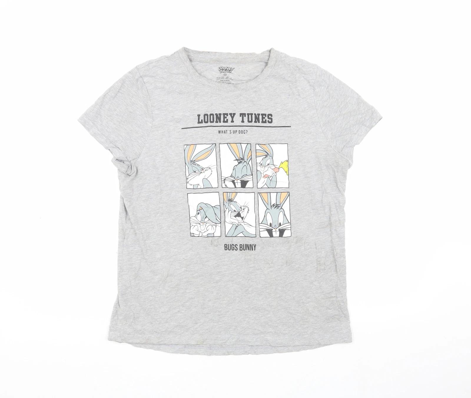 Looney Tunes Grey M T-Shirt with Bugs Bunny Graphic S