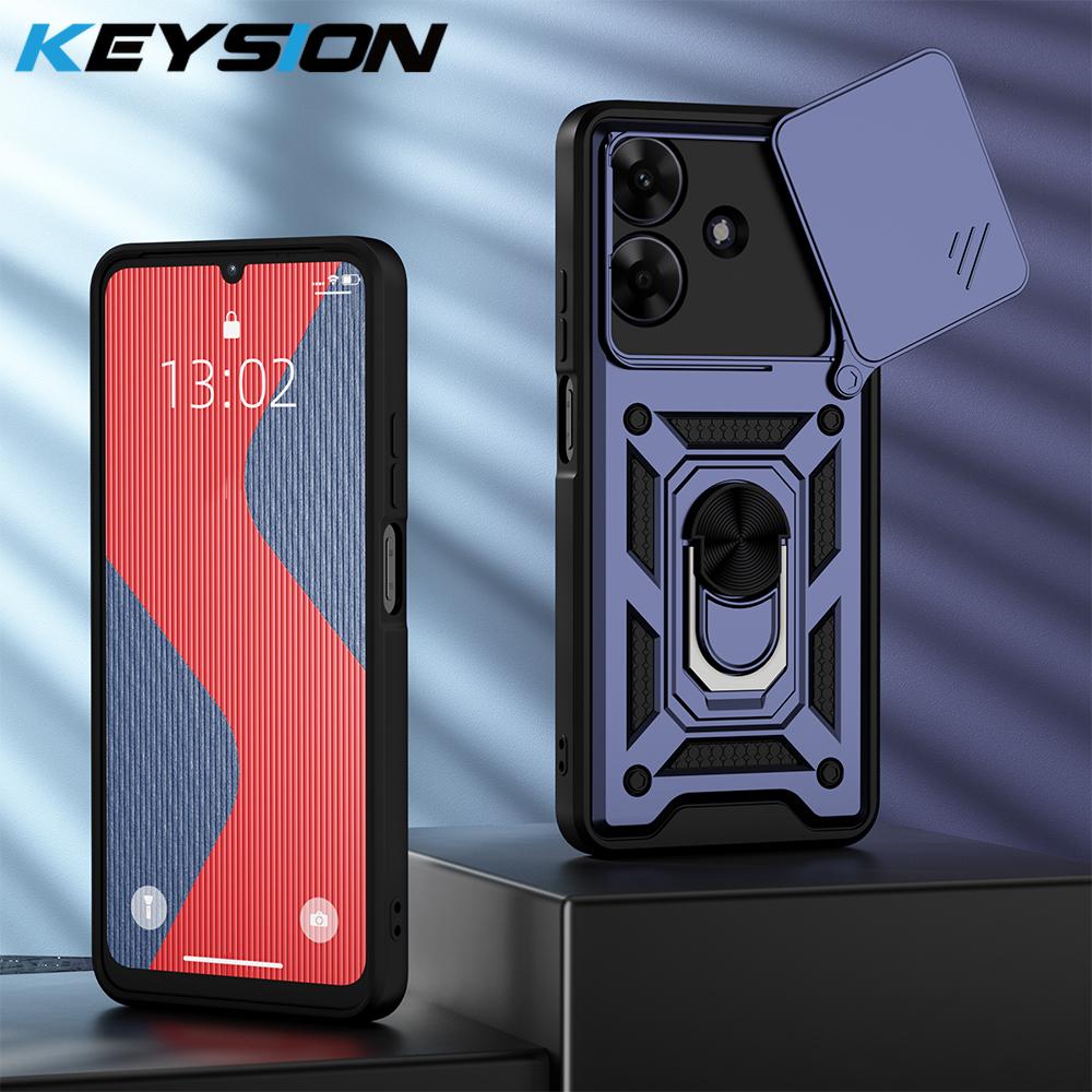

Противоударный защитный чехол KEYSION для Realme Note 60 60X, защитное кольцо для камеры, подставка, задняя крышка для телефона Realme Note 60X for Realme Note 60 синий