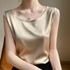 Women's Sleeveless Summer Silk Camisole - Loose Fit, Round Neck, Mulberry Silk Base Layer Top