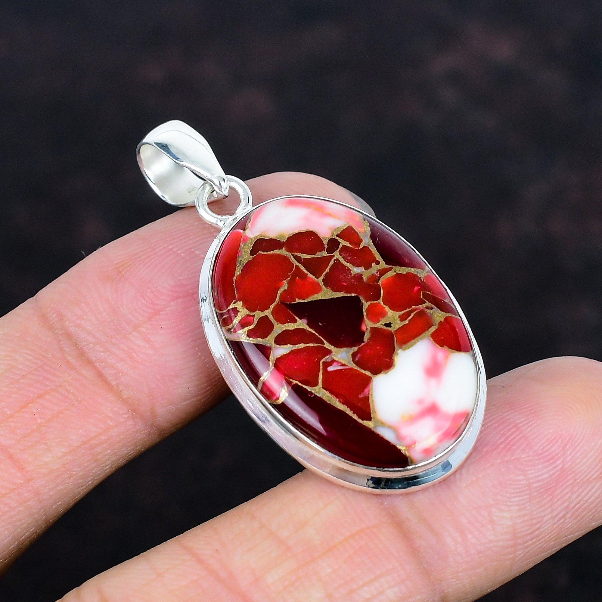 

Kingman red mohave copper turquoise pendant decent jewelry gemstone pendant 925 sterling silver pendant handmade silver jewelry gift for him