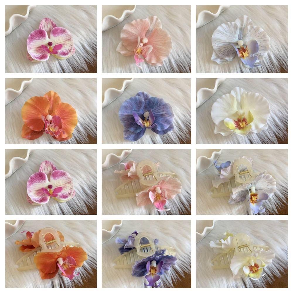 Ponytail Clip Orchid Hair Clip Bohemia Barrettes Large Shark Clip Fashion Flower Hair Claw Girl
