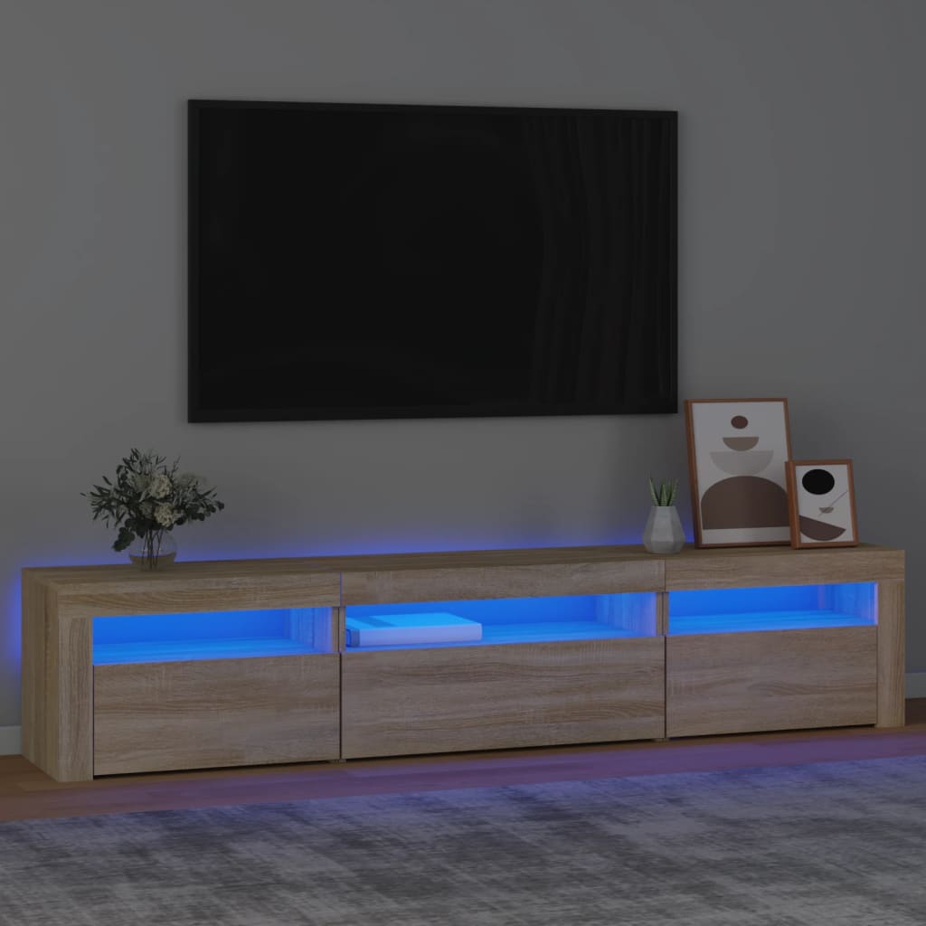 Vidaxl Szafka Pod Tv Z Oświetleniem Led, Dąb Sonoma, 195X35X40 Cm