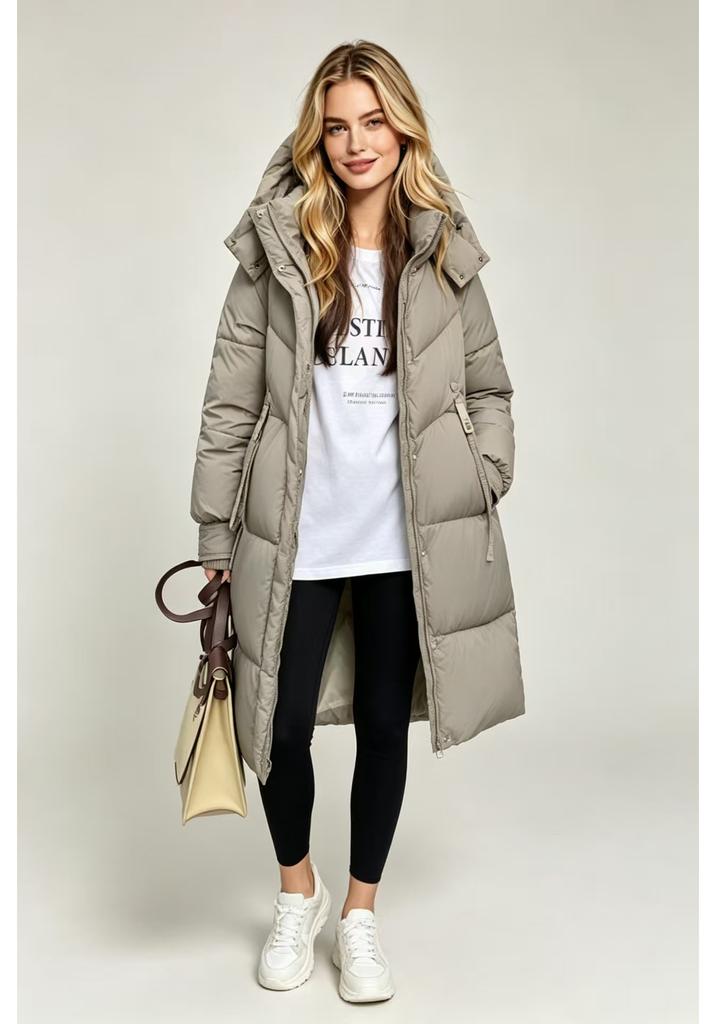 Padded clothes women's medium and long winter new design sense warm thickened padded jacket over the knee versatile hooded jacket