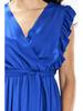 Wrap maxi dress with tie waist, blue XL