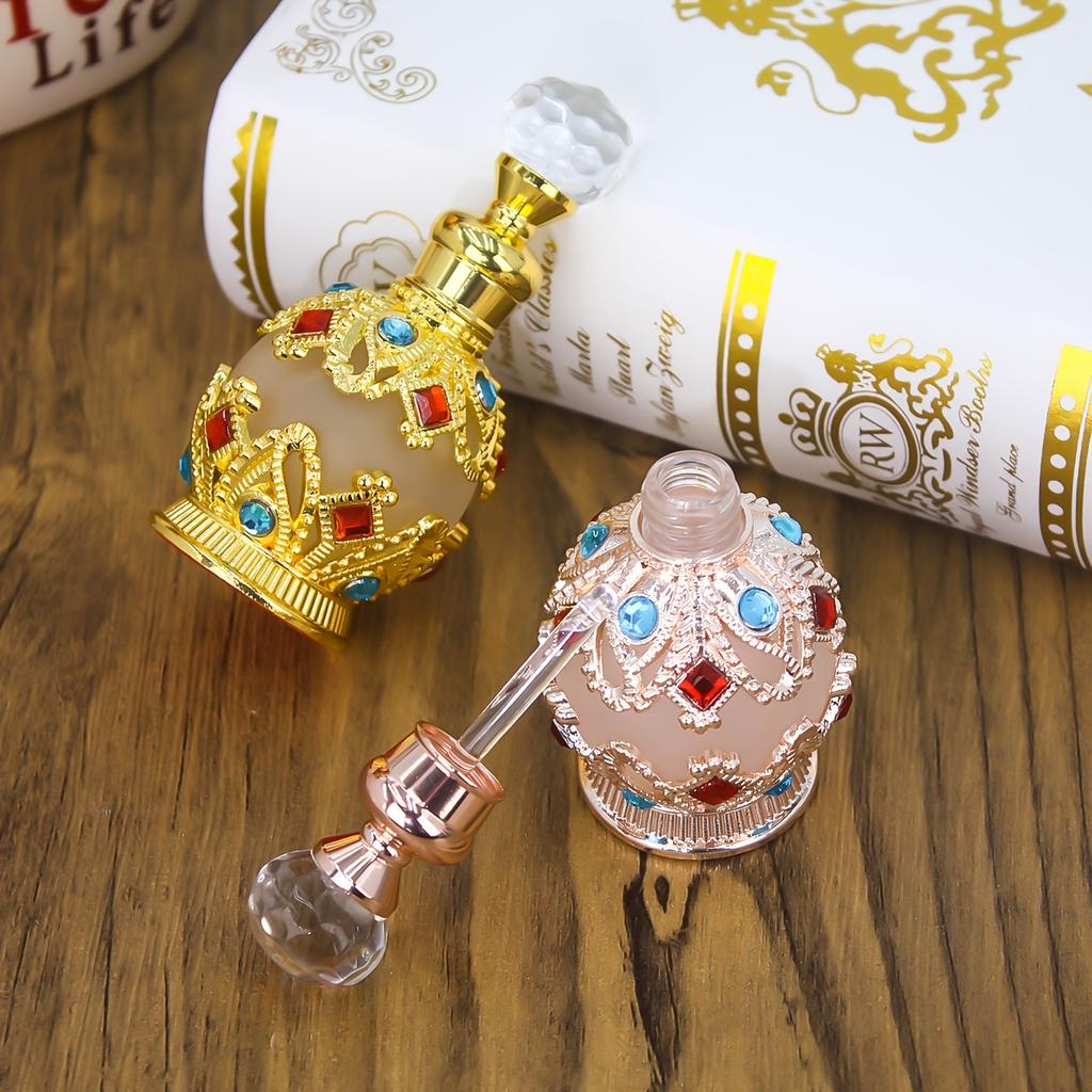 0.51oz Two-Tone Crown Arabic-Style Perfume Bottle Portable Personal Care Essential Oil Bottle Vanity Decoration/Party Decoration/The First Choice for