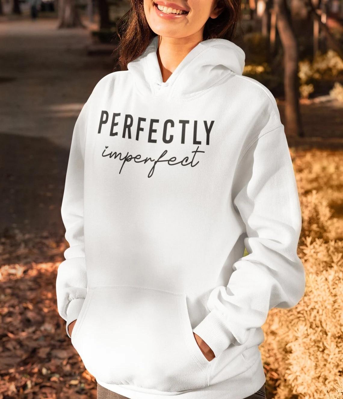 Женская модная толстовка с капюшоном Perfection Imperfect в стиле Харадзюку топы S белый 1798₽