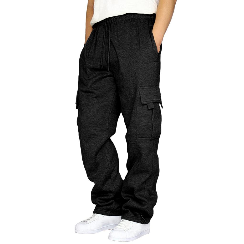 Men's Loose Fit Cargo Sweatpants with Large Pockets Elastic Waistband and Drawstring Casual Jogger Pants for Everyday Wear