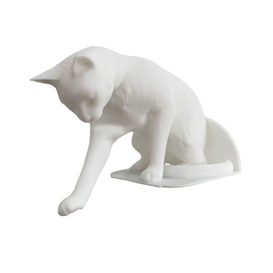 

Cat Bookend Stand Matte Black Cat Paw Design Bookend Stable Non-Slip PLA Material Decorative B