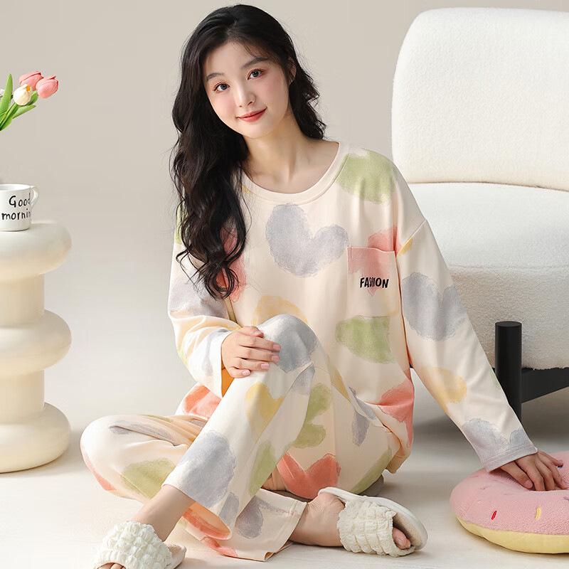 Women's Cotton Pajamas - Japanese Style, Long Sleeve, Rabbit Print, Autumn/Winter Pullover & Pants Set