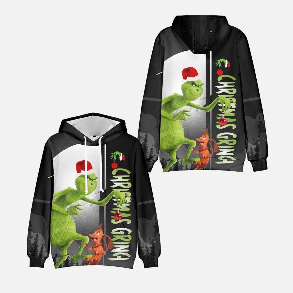 Unisex Cosplay Hoodie Pullover Women Men The Grinch Printed Tie Dye Christmas Hoooded Sweatshirt Costume XXS