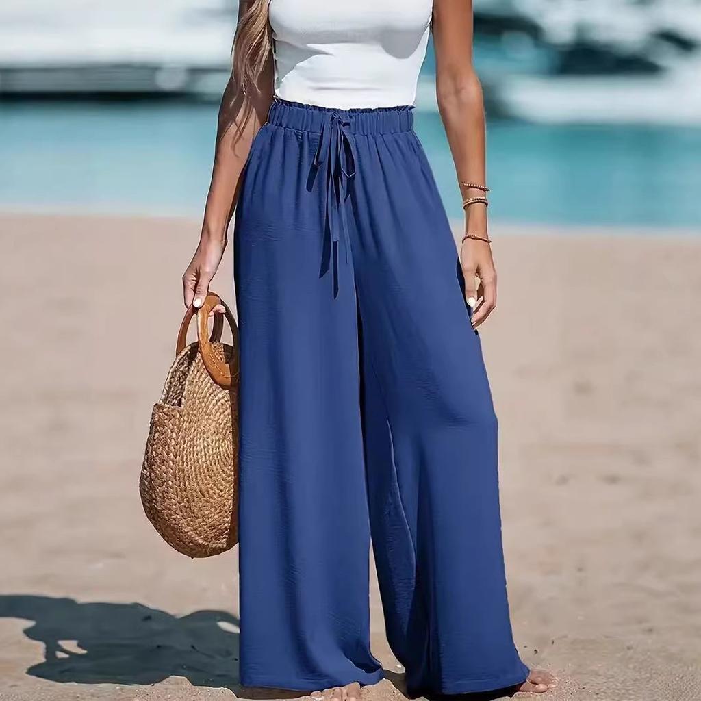 Pantaloni da donna larghi a gamba larga con coulisse comodi casual alla moda per quattro stagioni