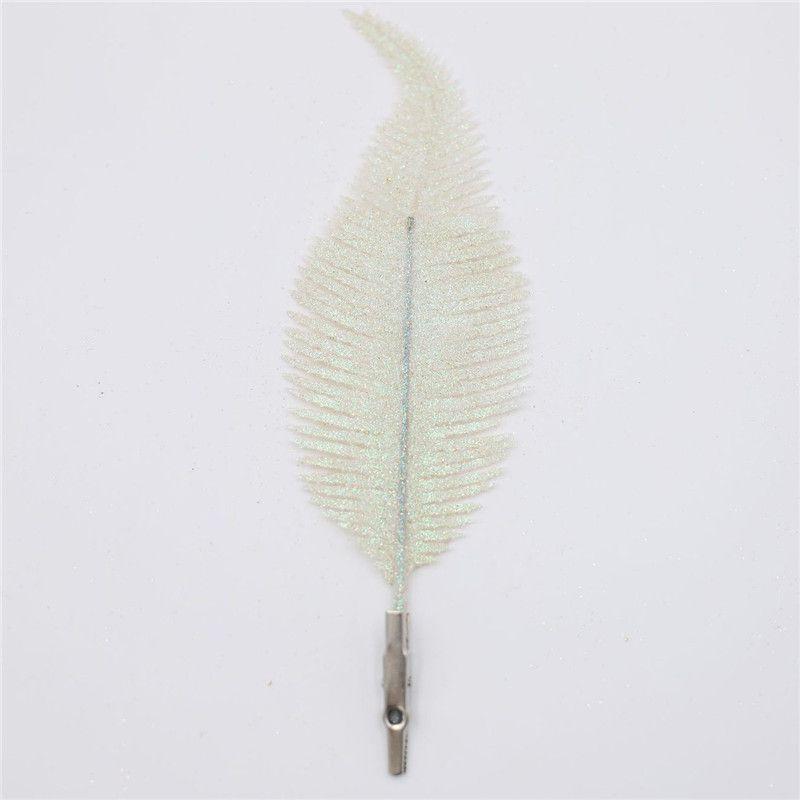 X6 Christmas Tree Decoration Clip On Feather Glitter Baubles Xmas Ornament 22cm